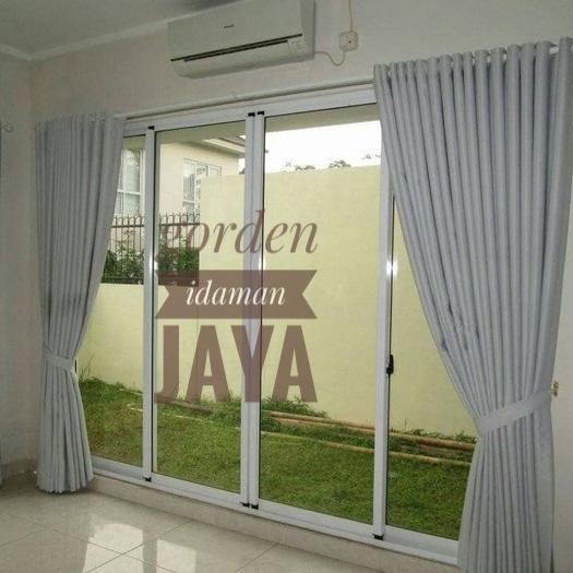Gambar Tirai gorden jendela ruangan minimalis abu doff moca L 140 x T 200 cm - abu muda, Tinggi 50 cm dari gorden idaman jaya undefined Tokopedia