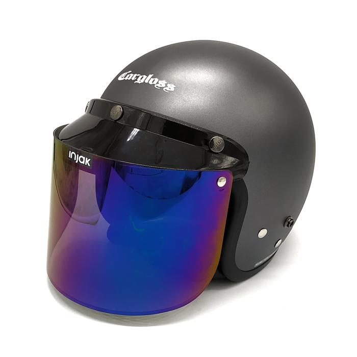 Gambar Helm Cargloss Retro + Injak Visor Rainbow (Retro/Classic/Klasik/Vespa) - L, Silver Doff dari Jual Helm undefined Tokopedia