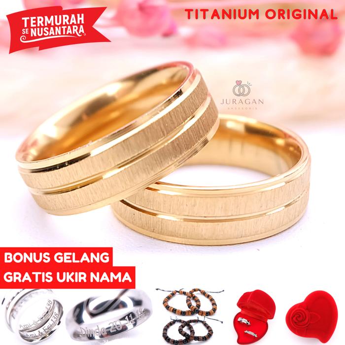 Gambar [UKIR NAMA + BOX HATI] Cincin Couple BUCIN Titanium M12 BONUS Gelang - Pria 6, Wanita 9 dari DoubleU Indonesia undefined Tokopedia