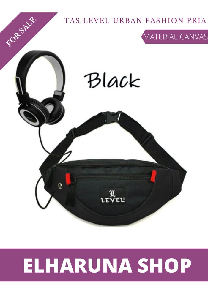 Gambar TAS SELEMPANG PRIA LEVEL URBAN WAISTBAG PINGGANG WATERPROOF - Hitam dari Elharuna Shop undefined Tokopedia