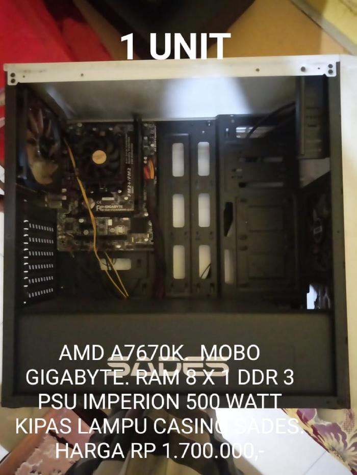 Jual PC CPU AMD A8-7670K Gigabyte FM2+ 1x8gb DDR3 Imperion 500W