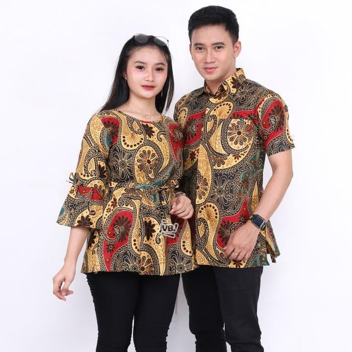Gambar Batik couple muara santika lonceng BI001 Modern dari Batik Couple Sarimbit undefined Tokopedia
