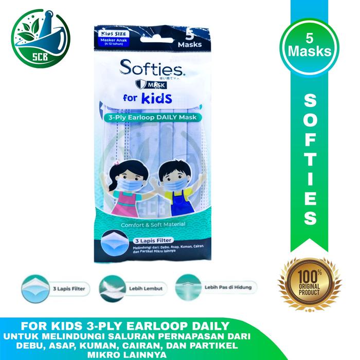 Gambar Masker anak Softies For Kids 3 Ply Earloop Daily / Surgical Masks - Is - DAILY MASK dari SCB88 undefined Tokopedia