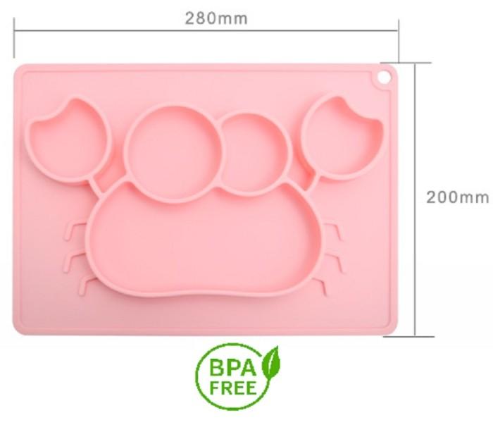 Gambar PIRING ANAK SILICONE PLATE OR-303 KARAKTER KEPITING - Merah Muda dari Ollahomeliving undefined Tokopedia