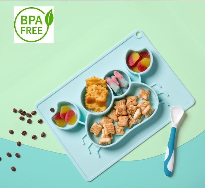 Gambar PIRING ANAK SILICONE PLATE OR-303 KARAKTER KEPITING - Biru Muda dari Ollahomeliving undefined Tokopedia