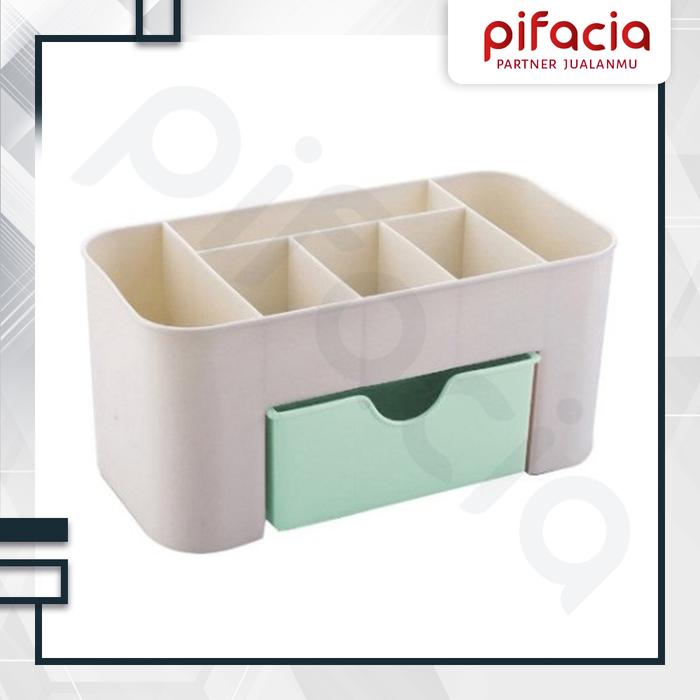 Gambar Rak Kosmetik Laci Tempat Organizer Kosmetik Desktop Make Up Storage - Hijau, PACKING BUBBLE dari Pifacia undefined Tokopedia