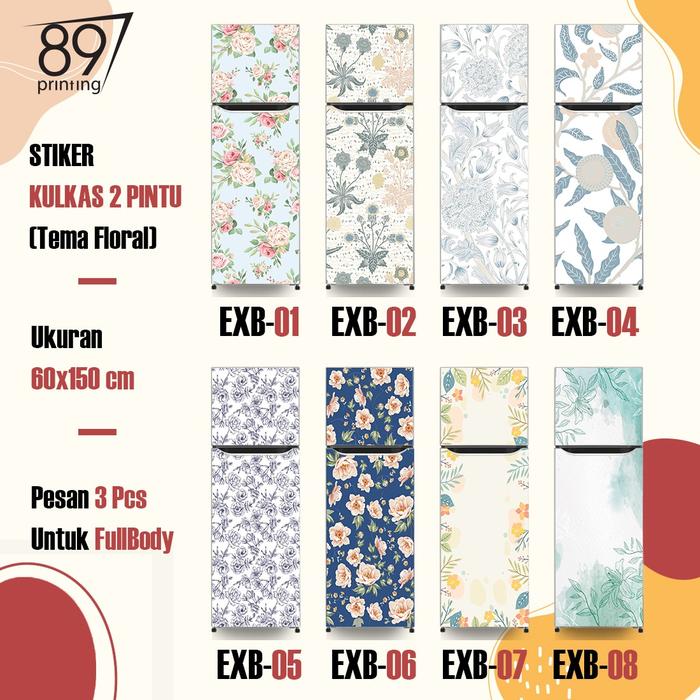 Gambar Stiker Kulkas 2 Pintu - Floral dari CV. 89 Printing undefined Tokopedia