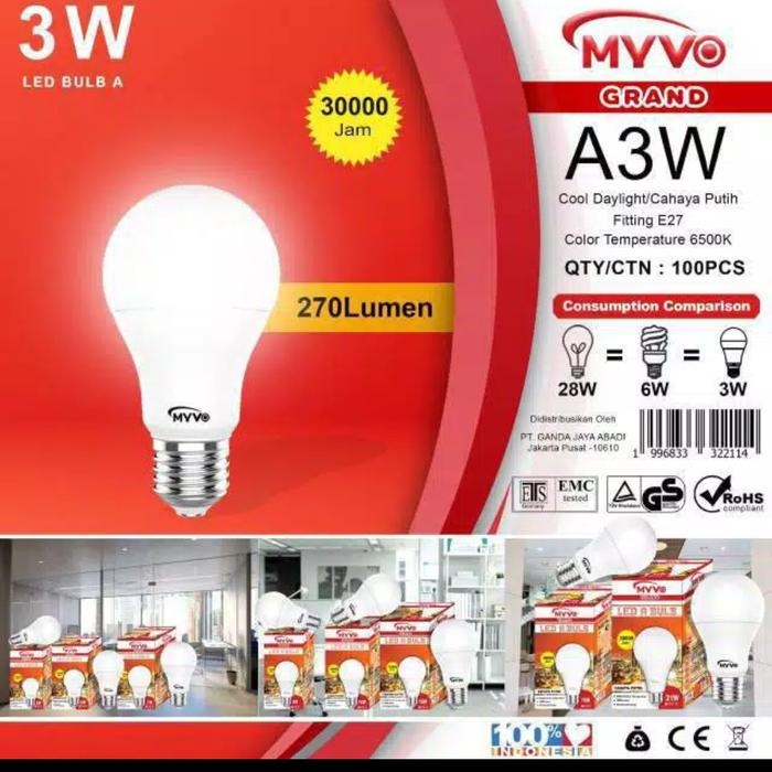 Gambar Lampu LED 3 Watt Myvo - Putih dari Larisa electric undefined Tokopedia