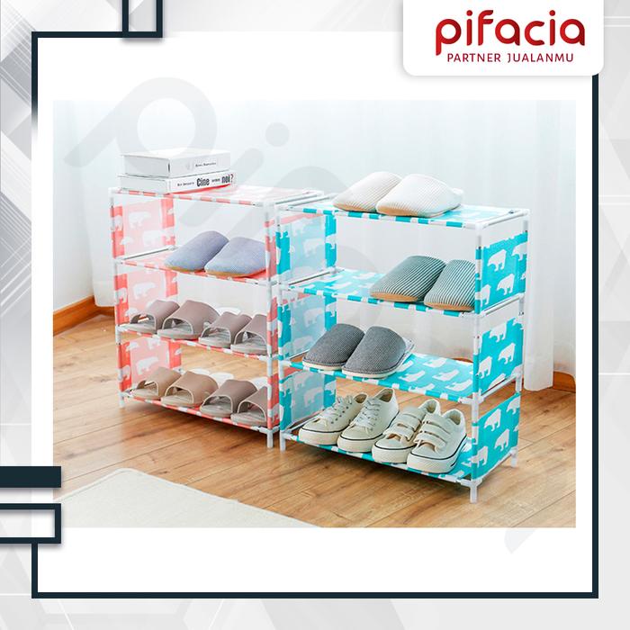 Gambar Rak Sepatu 4 Susun Motif Multifungsi - RANDOM, PACKING BUBBLE dari Pifacia undefined Tokopedia