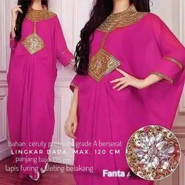 Gambar Gamis Kaftan Jumbo Mewah Elegan Dress Gaun Pesta Kondangan Muslimah - FANTA, XXL dari Butik Berkah Online Shop undefined Tokopedia