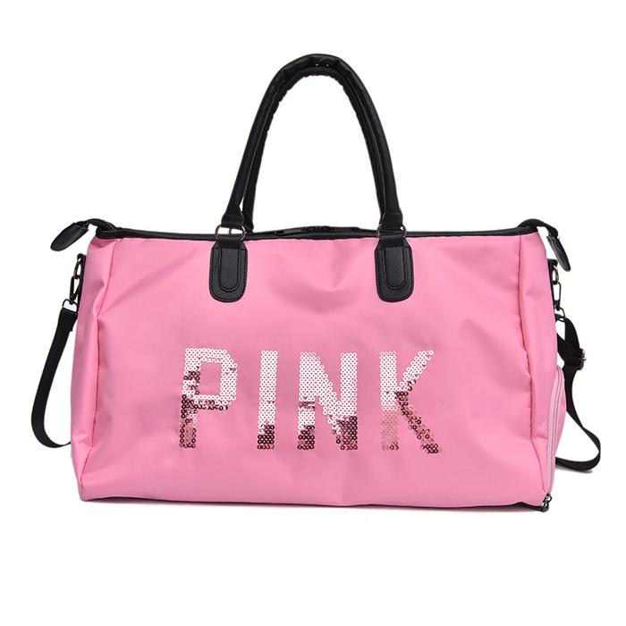 Gambar TAS VICTORIA SECRET PART 2/TAS GYM VICTORIA SECRET PINK BLING/ KODE V4 - Merah Muda dari Lacybagshop undefined Tokopedia