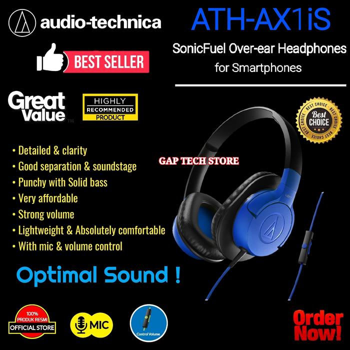 Gambar AUDIO TECHNICA ATH AX1IS / AX 1 IS / AX1 IS Over Ear Headphones - BLUE dari GAP TECH STORE undefined Tokopedia