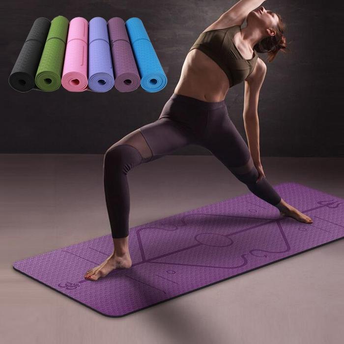 Gambar Karpet Pilates Yoga Mat Anti Slip TPE 183 x 61 CM warna hitam - Hitam dari JURAGAN HOMEWARE undefined Tokopedia
