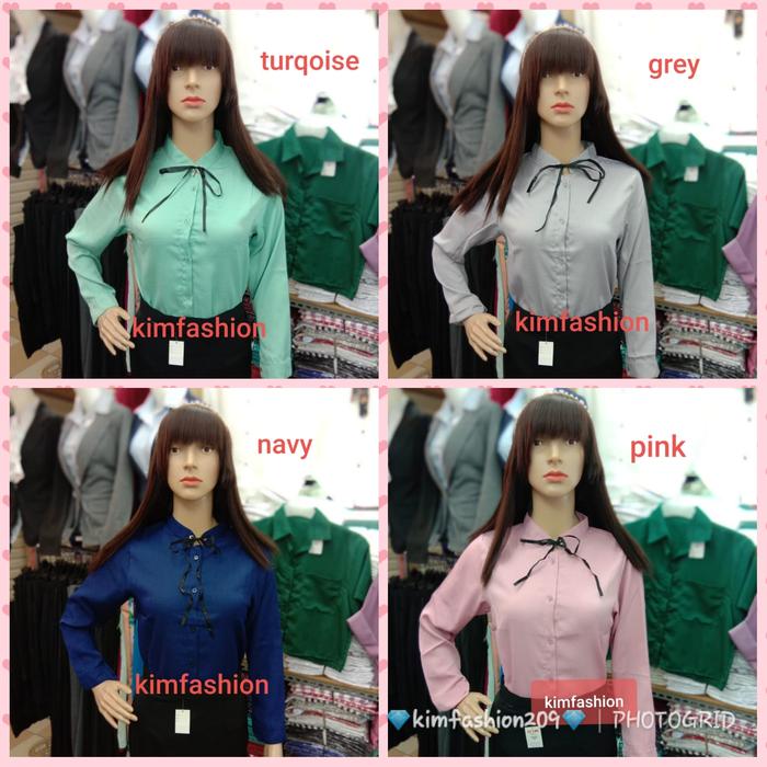 Gambar fashion wanita atasan kerah sanghai ribbon - pink, All Size dari kimfashion209 undefined Tokopedia