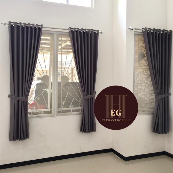 Gambar Gorden Jendela Blackout Minimalis / Gordyn / Curtain NR-A1 Abu Tua - L100xT250 dari Elegant Gorden undefined Tokopedia