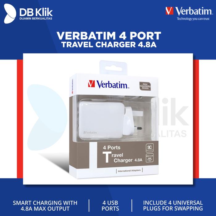 Verbatim 4-port Travel Charger (Max 4.8A) – White