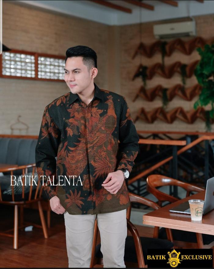 Gambar Baju Batik Tunik Modern Lengan Panjang Dolby Lasem Black Brown birds - Hitam, XXXL dari Batik Rangkuty undefined Tokopedia