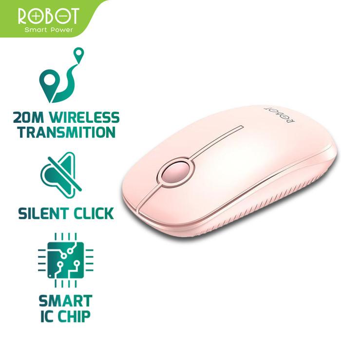 Gambar Mouse Wireless ROBOT M330 2.4GHz Silent Optical 1600DPI Receiver USB - Merah Muda dari Dunia Barang Murah undefined Tokopedia
