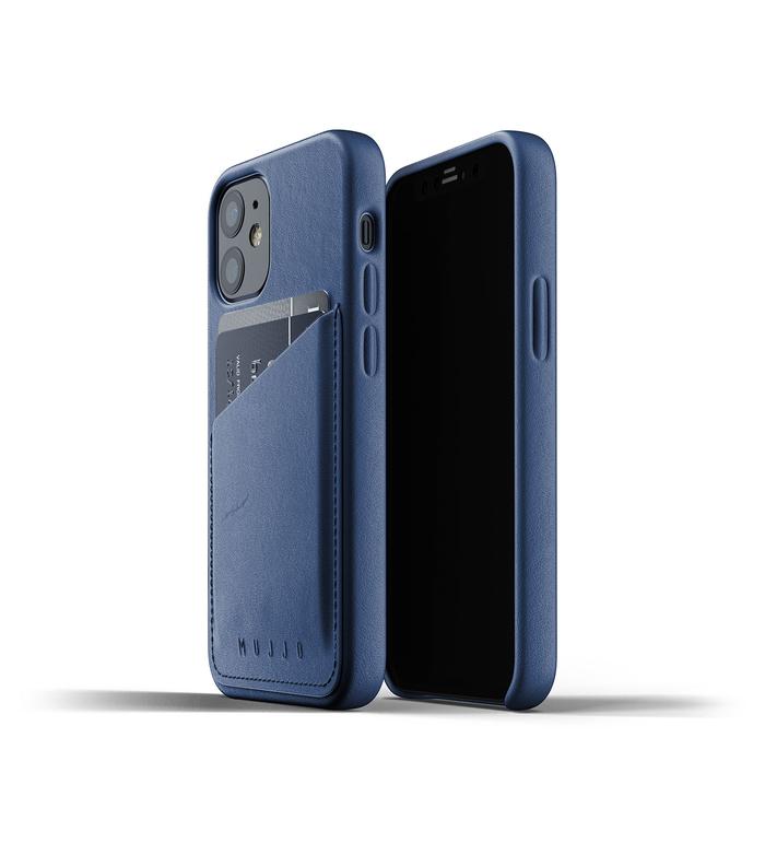 Full Leather Wallet Case iPhone 12 Mini Mujjo Premium Casing Apple Monaco  Blue