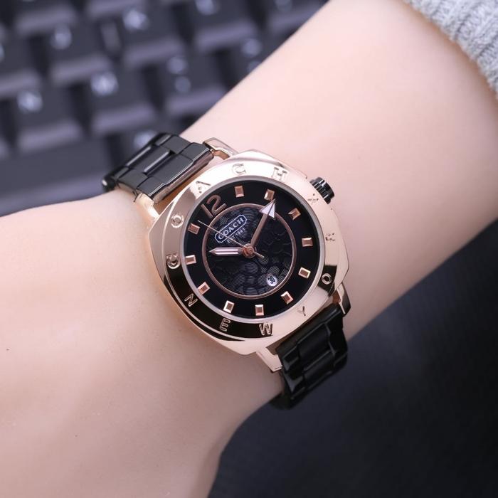 Gambar Jam tangan wanita analog coach premium - Hitam gold dari Fashion arloji undefined Tokopedia
