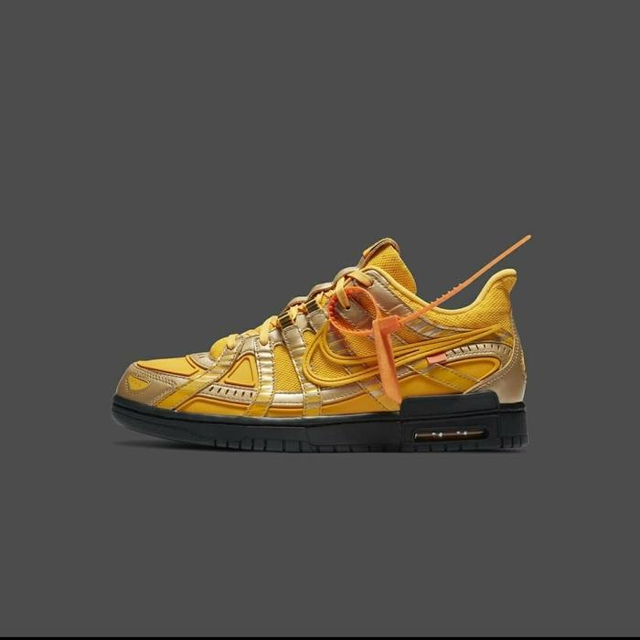 Jual NIKE x OFF-WHITE Rubber Dunk University Gold Original Kota