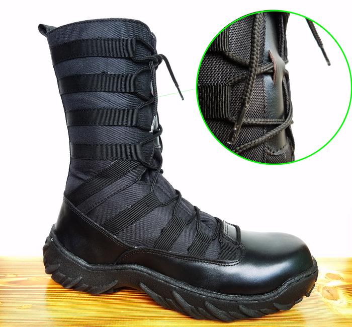 Gambar Sepatu PDL Ninja TNI Dan POLRI Kulit Asli Depan Besi Karet Boots - Hitam, 42 dari counter.sepatu undefined Tokopedia