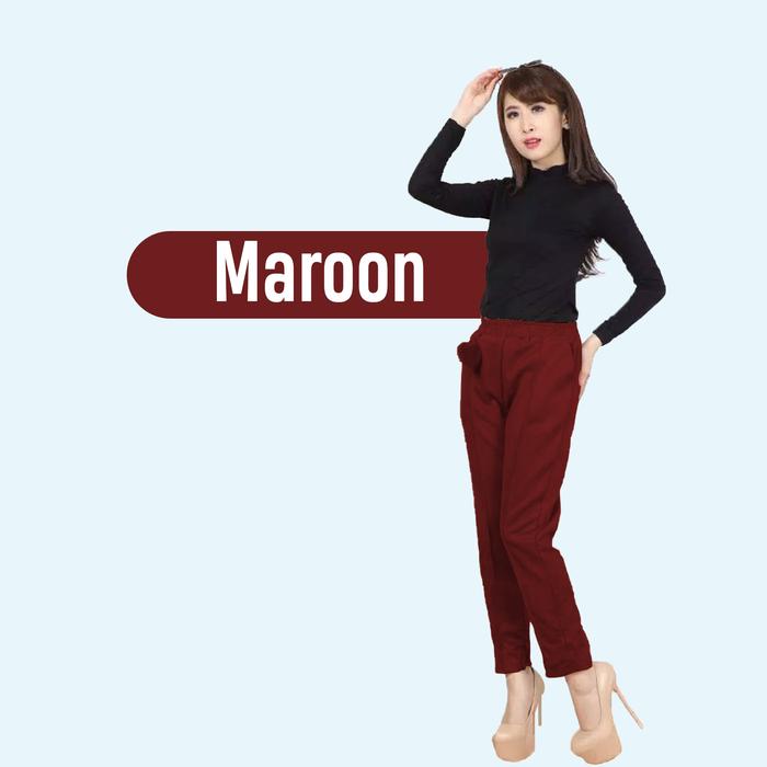 Gambar CELANA POM-POM TERNYAMAN/Pom Pom Scuba Pants Celana Scuba Scuba Pants - Merah, L dari YG Shop88 undefined Tokopedia