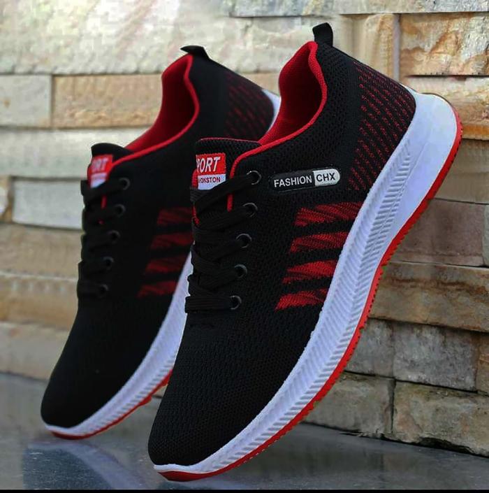 Gambar Dans Clothing Sepatu Sneakers Pria Model Fashion CHX Motif Garis 4 - Hitam Merah, 39 dari Dans Clothing.id undefined Tokopedia