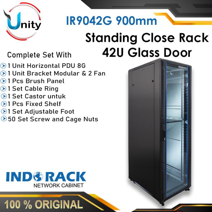 Jual Standing Close Rack 42U Glass Door IR9042G Indorack Rack Server ...