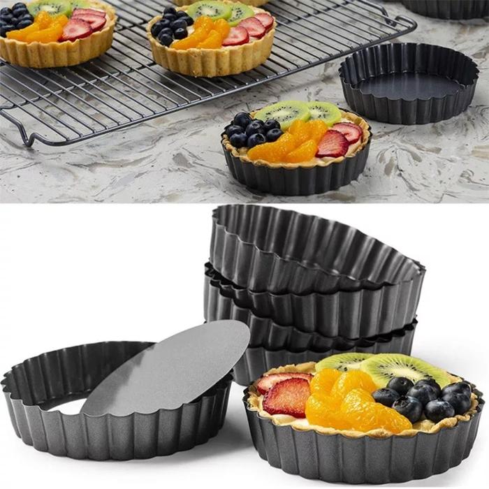 Gambar Loyang Pie Teflon Loyang Pie Bongkar Pasang Loyang Pie Bulat 10cm - Teflon Hitam dari Opal Baking Tools undefined Tokopedia