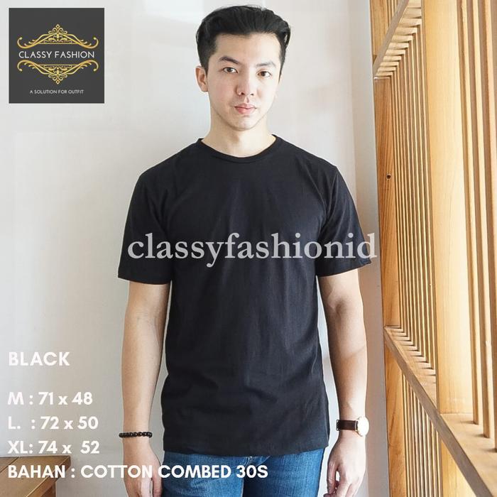 Gambar TSHIRT KAOS OBLONG SLIMFIT HITAM POLOS KATUN PRIA WANITA LENGAN PENDEK - M dari classyfashionid undefined Tokopedia