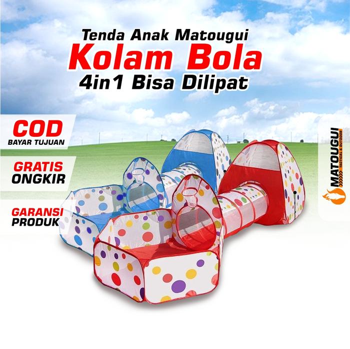 Gambar Tenda Anak Mandi Bola Matougui AN8110 1 Set Kolam Terowongan Segitiga - Biru dari Matougui Outdoor Sport undefined Tokopedia