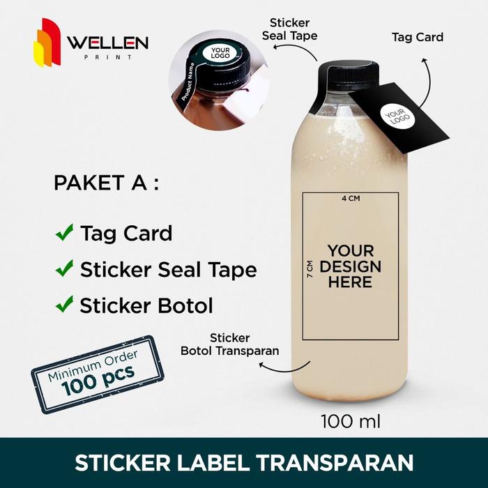Gambar Sticker botol minuman transparant sticker label kopi transparan - 100 ml, Paket C dari WELLEN PRINT OFFICIAL undefined Tokopedia
