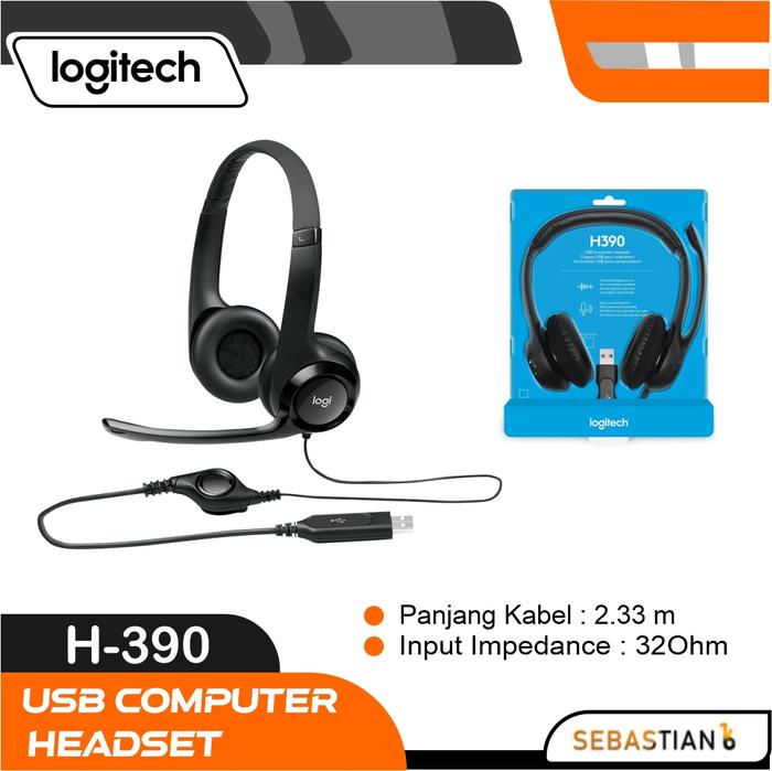 Jual Logitech Headset H390 USB With Mic Headphone Stereo Original