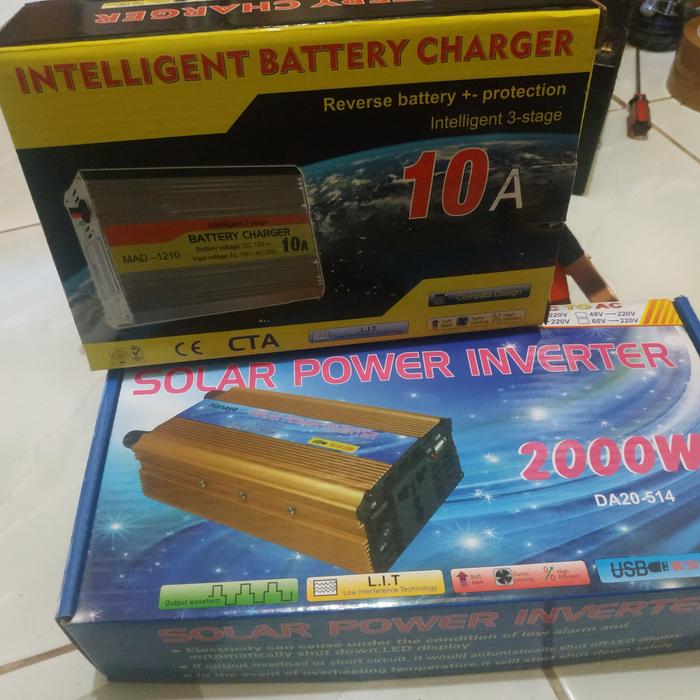 Gambar solar power inverter 2000W plus charger aki 10A otomatis / 1paket dari KALLISTA ELEKTRONIK undefined Tokopedia