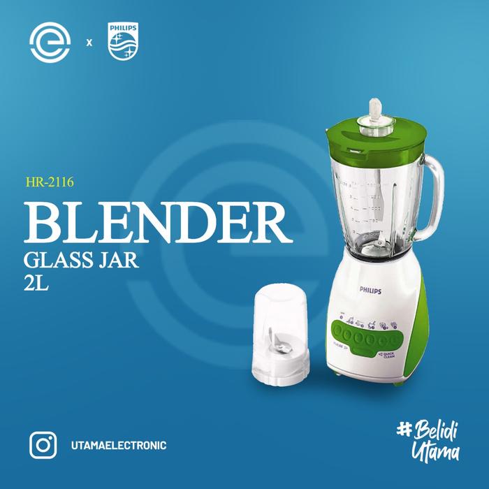 Gambar PHILIPS Blender Kaca 2 Liter - HR2116 - Hijau muda dari Utama Electronic undefined Tokopedia