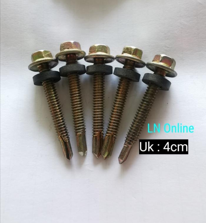 Gambar Baut Roofing / Self Drilling Screw / Baut Drilling Semua Ukuran - 12 x 40 dari LN.Online undefined Tokopedia