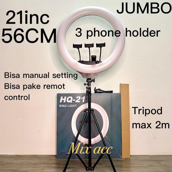 HQ-21INC Ring Light 56CM Light Stand Tripod 2M Phone Holder TOP 56CM  +TRIPOD 2M di Ibimport Tokopedia