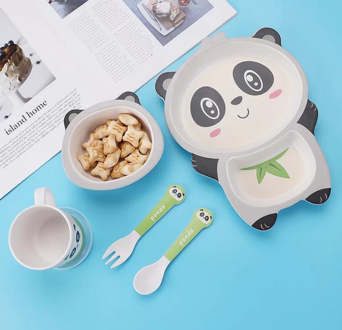 Gambar Bamboo Fiber Kids Feeding Set / Peralatan Makan Bayi-anak anak-TB26 - Panda dari Terrorblade Store undefined Tokopedia