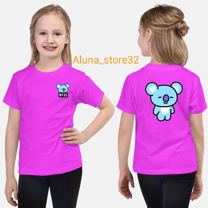 Baju Anak BT21 KOYA Kaos anak anak cewek/cowok Pink, S