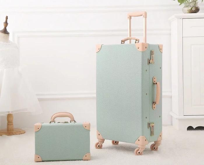 Gambar Travel Bag / Koper Hias Retro Oxford Luggage (UN17) - Green Macha, 12inch handbag dari Leatique Decorative undefined Tokopedia