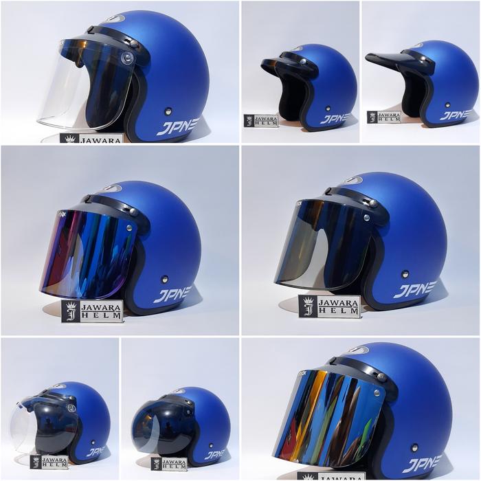 Gambar PROMO HELM BOGO ORIGINAL JPN ARC BIRU DOFF KACA DATAR FLAT CEMBUNG - tampa kaca, XL dari JAWARAHELMET undefined Tokopedia