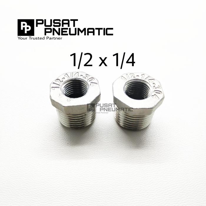 Gambar Vlock Ring / Bushing Stainless steel 1/2" (Male) x 1/4" (Female) dari Pusat Pneumatic Kota Administrasi Jakarta Barat Tokopedia