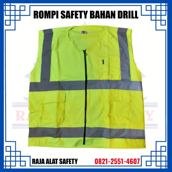 Jual Rompi Safety Hijau Stabilo Bahan American Drill / Safety Vest Jakarta Barat Toko Safety