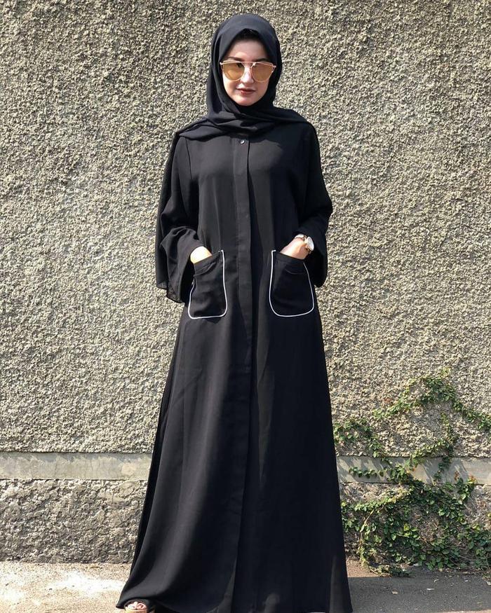 Jual Abaya elhabsyi Gamis Hitam Saku 