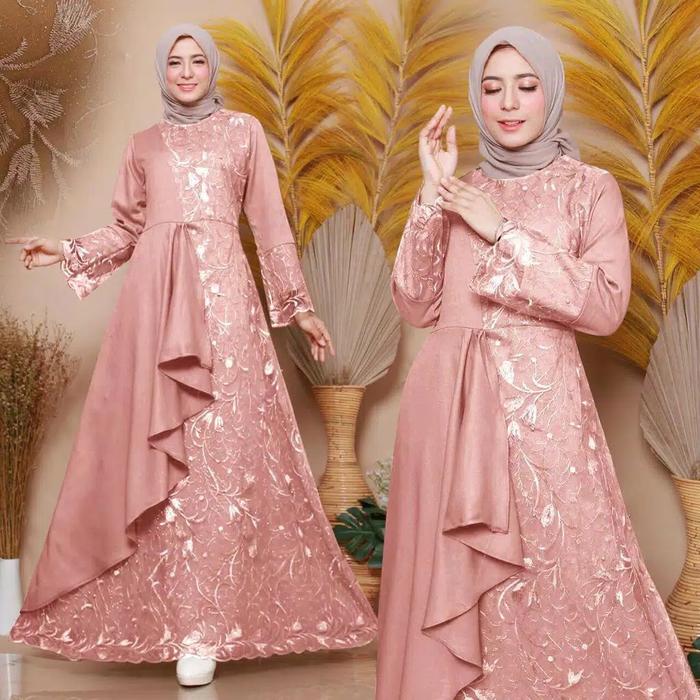 Gambar MODEL BARU SIZE L,XL,XXL/GAMIS ZOLANA /GAMIS BRUKAT TILE - dusty, L dari DavaSyifa_shop undefined Tokopedia