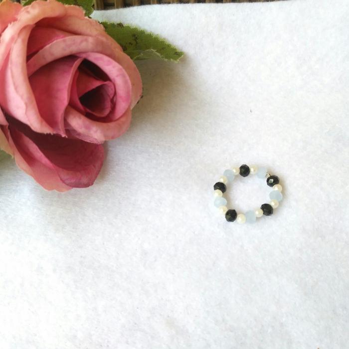 Gambar Beads Ring - Cincin Manik Manik Kombinasi 3 Warna - Biru Muda dari N. W Store undefined Tokopedia