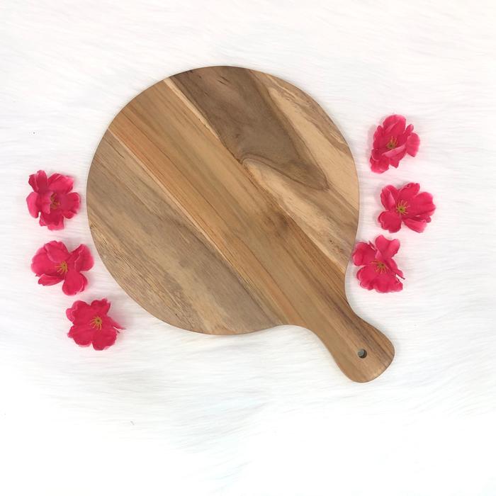 Gambar SPAZY Premium Cutting Board Pizza - Talenan Bulat / Kayu Jati / Wooden - PIZZA JATI 25CM dari spazyR undefined Tokopedia