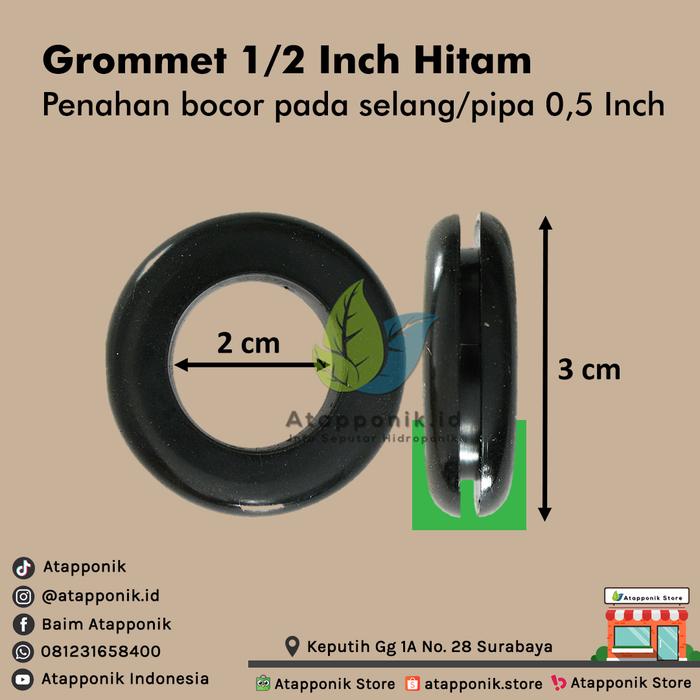 Gambar grommet 1/2 inch untuk pipa 1/2 inch - Hitam dari Atapponik Store undefined Tokopedia