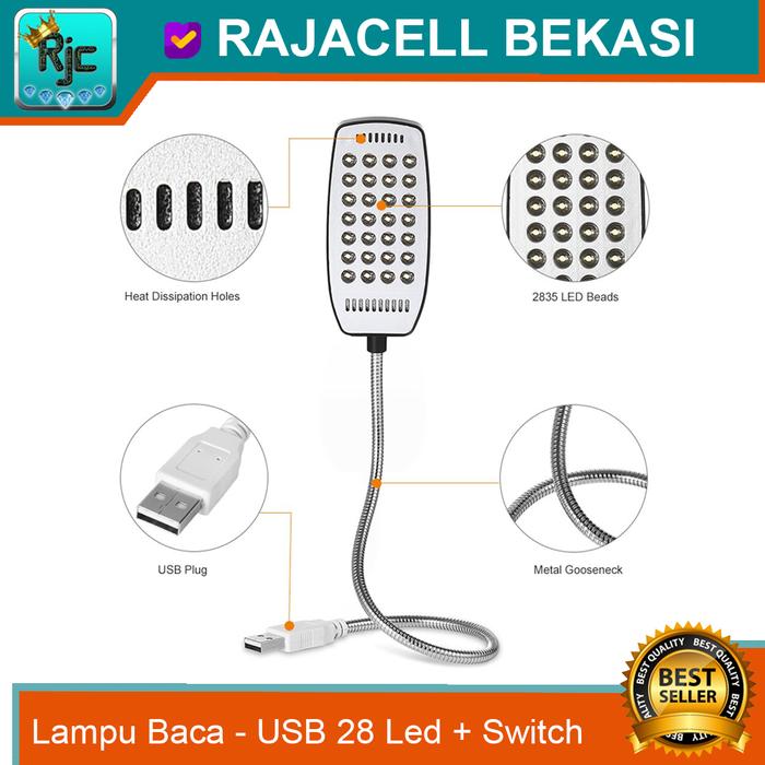 Gambar Lampu USB Reading Lamp 28 Led 2W Ultra Bright Lampu Baca USB +Switch - Biru dari Rajacell Bekasi undefined Tokopedia